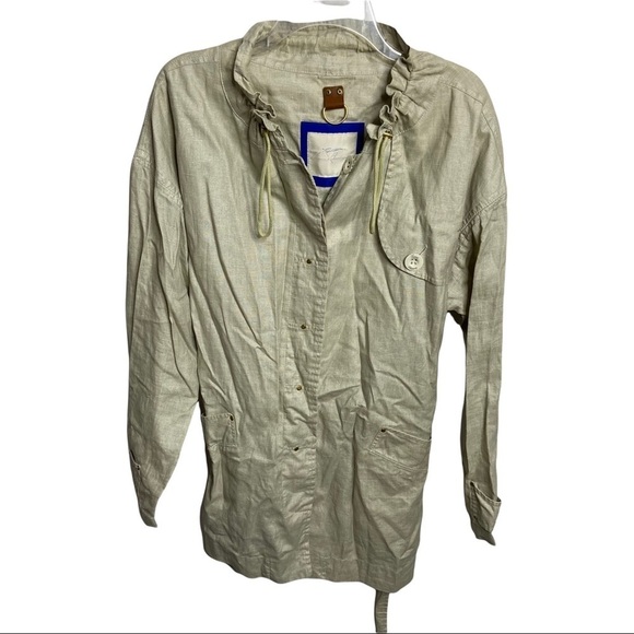 Thomas Burberrys Size Large Linen Flax Beige Vintage Jacket - Picture 1 of 5